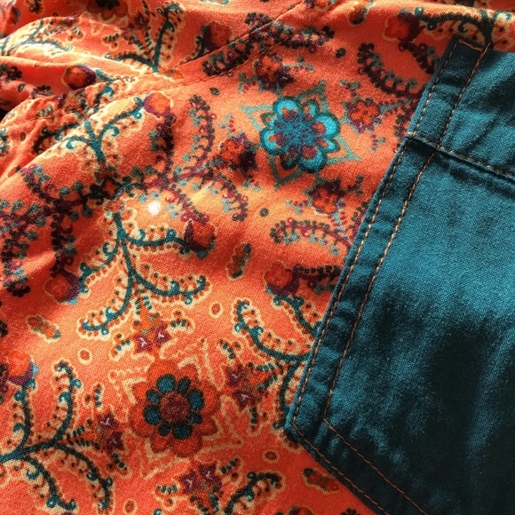 Vintage 70s Style Button Down Orange Long Sleeve - Picture 6 of 6